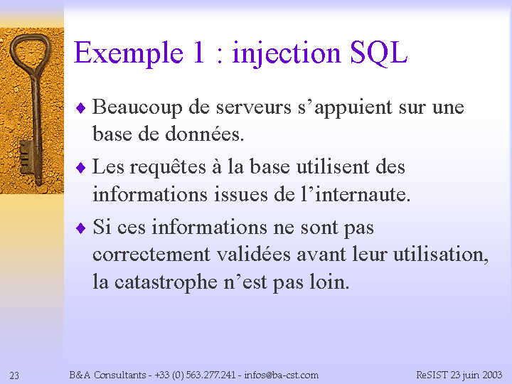 Exemple 1 : injection SQL
