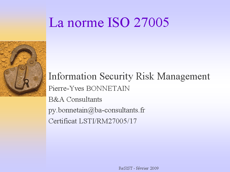 La norme ISO 27005