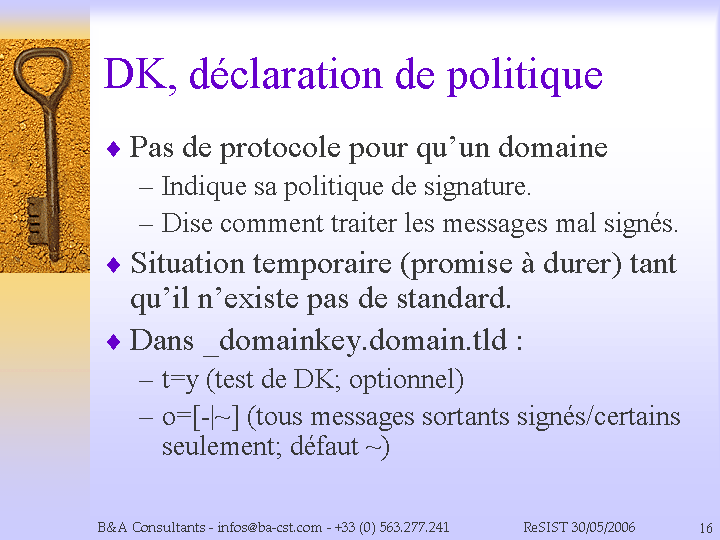 DK, déclaration de politique